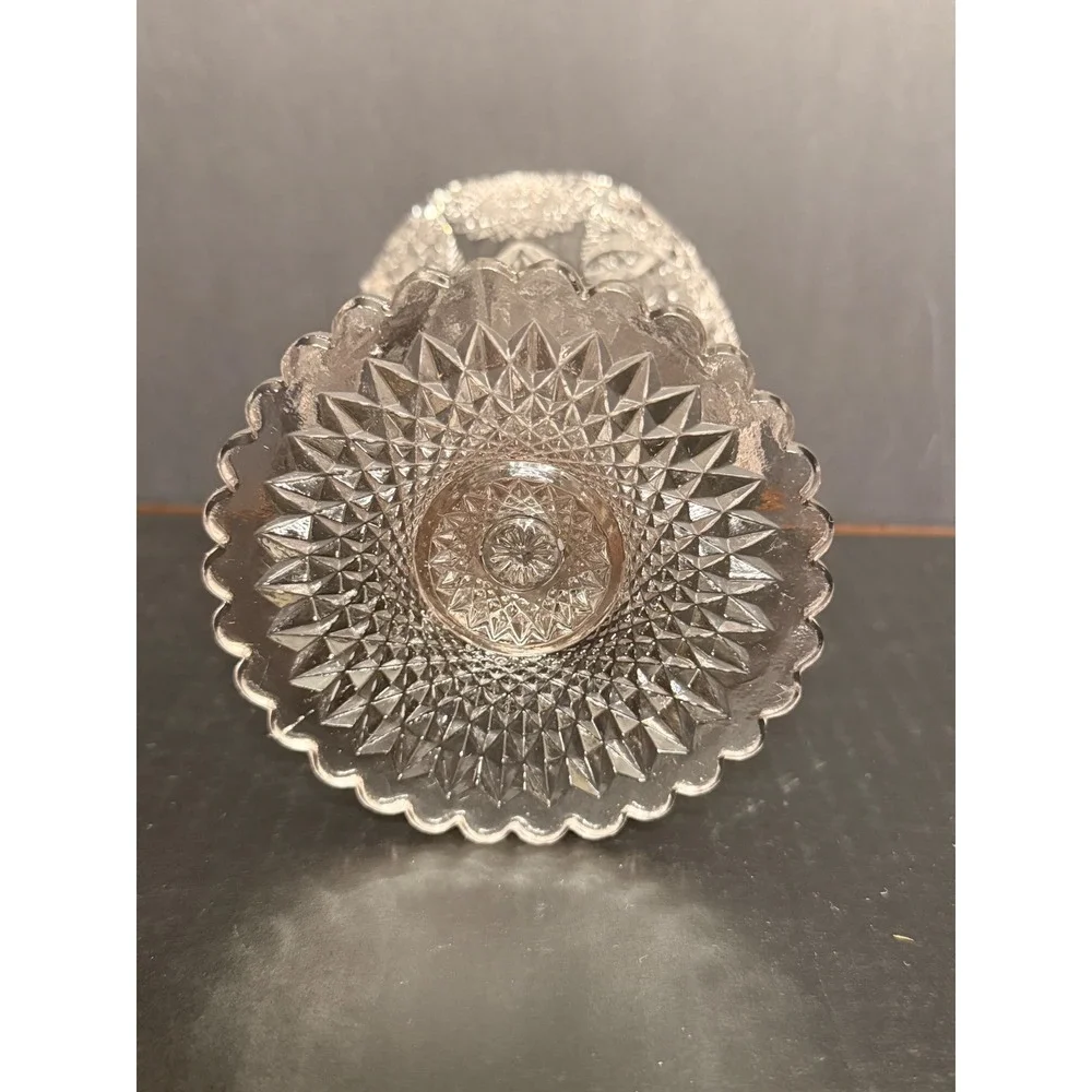 Antique Uranium Vaseline Glass Trumpet Vase EAPG UV Reactive Pressed Glass 6.5